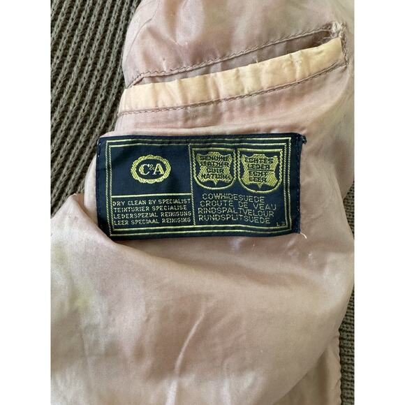 Canda Vintage Men's Cowhide Suede Leather Knit Jacket Brown Size Large C&a Rare - Picture 7 of 8